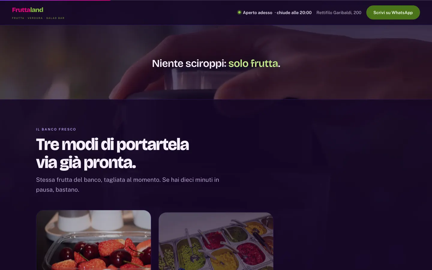Aperto adesso — A un quarto della pagina.