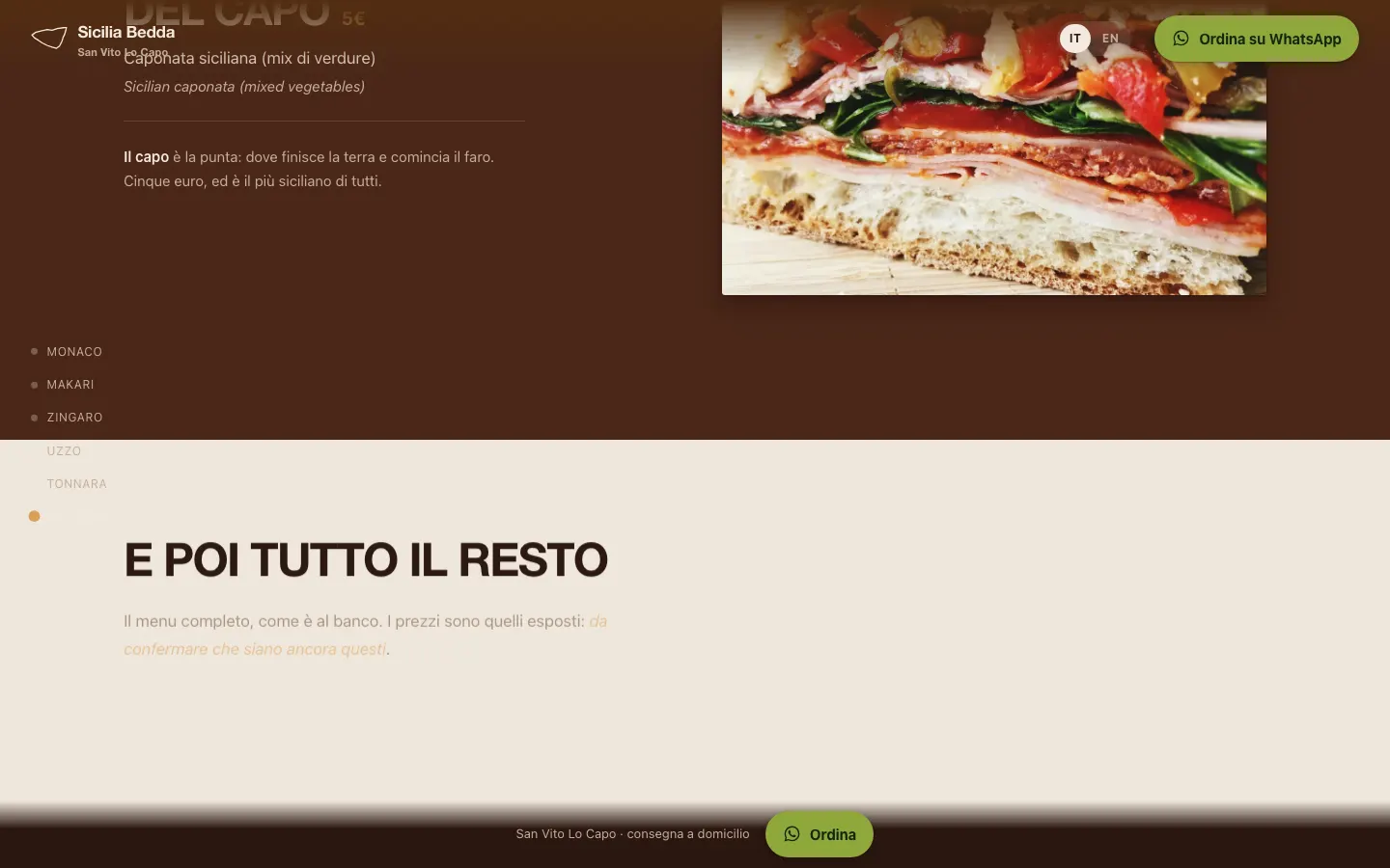 Ordinare con la cartina — A tre quarti.